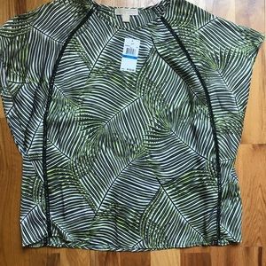 NWT Michael Kors Palm Print Silky Top